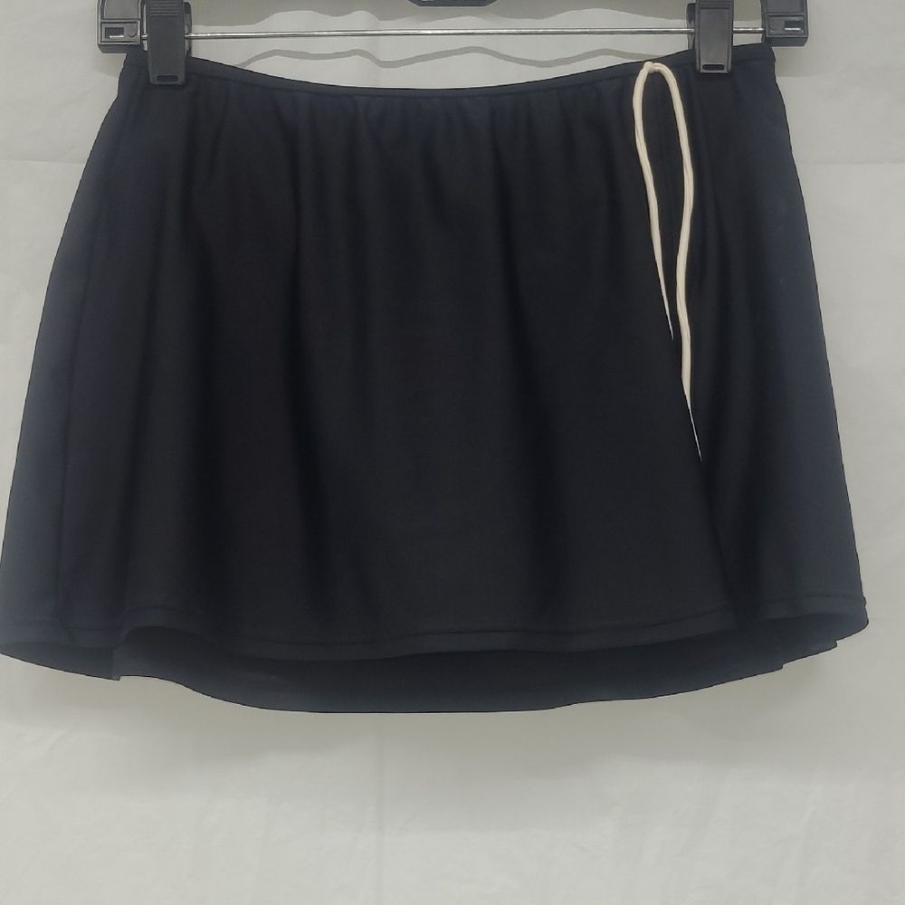 Swimwear Mini Skirt Black White Tie Elastic Waist Stretch